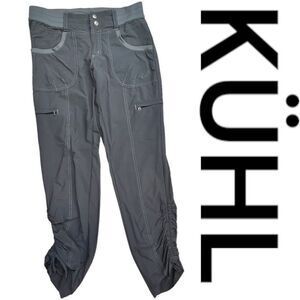 Kühl  Pants Womens 2 Cargo Tie Up Pockets Rouched Legs Gray Hiking Performance